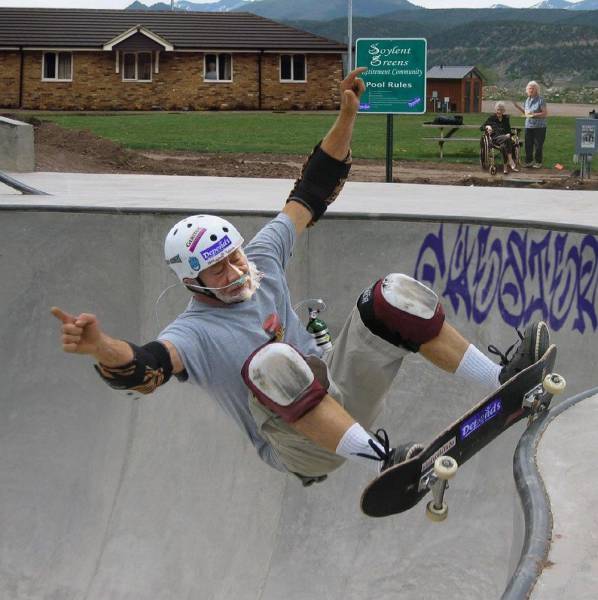 random pic skateboarding grandpa - Soyent Sreens . Pool Rules Ps
