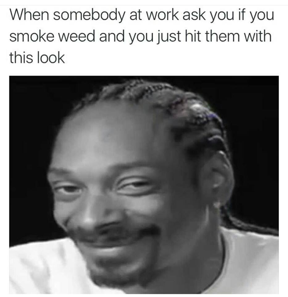 smoking weed at work meme - When somebody at work ask you if you smoke weed and you just hit them with this look