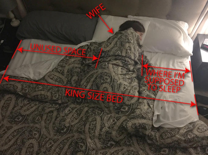 Funny sexist meme that says - king size bed meme - Wife Papiere Im Posed Sleep King Size Bedie