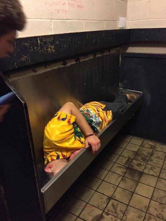 drunk guy passed out -