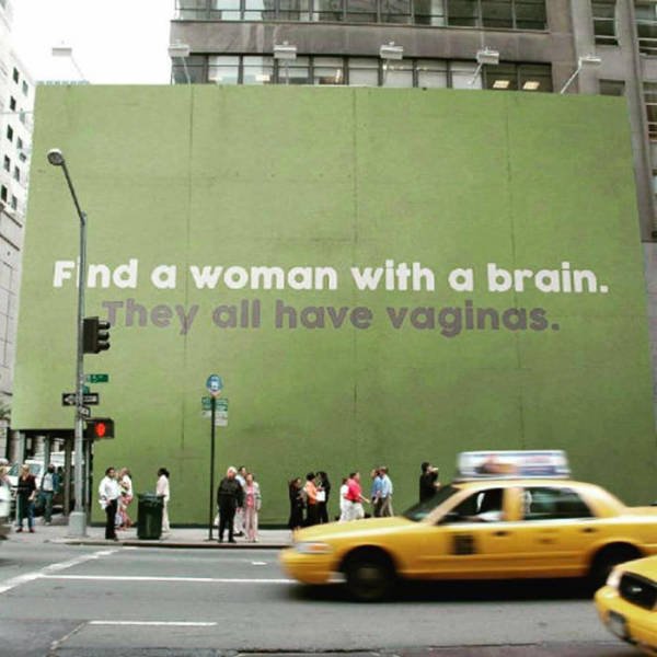 find a girl with a brain they all have - Find a woman with a brain. They all have vaginas.