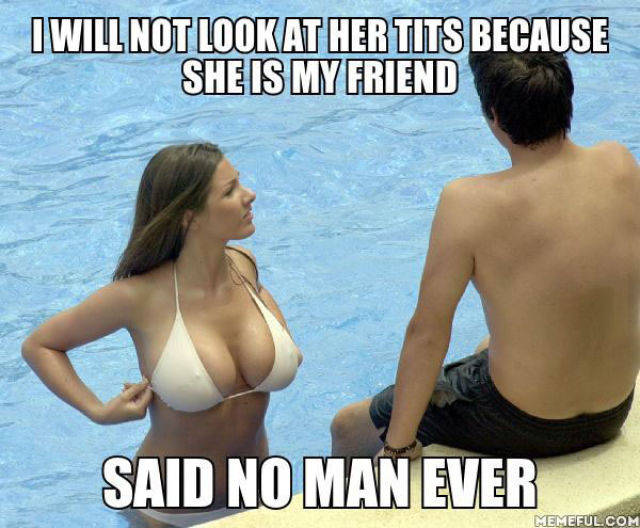 lucy pinder meme - Iwill Not Lookat Her Tits Because She Is My Friend Said No Man Ever Memeful Com