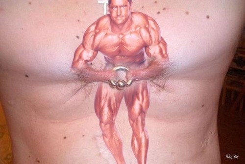 disturbing weightlifting tattoo - Ado Be