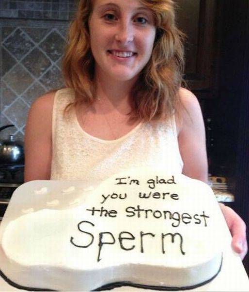 disturbing 23 birthday cake funny - I'm glad you were the strongest Sperm