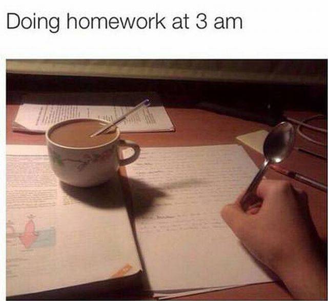 homework at night - Doing homework at 3 am