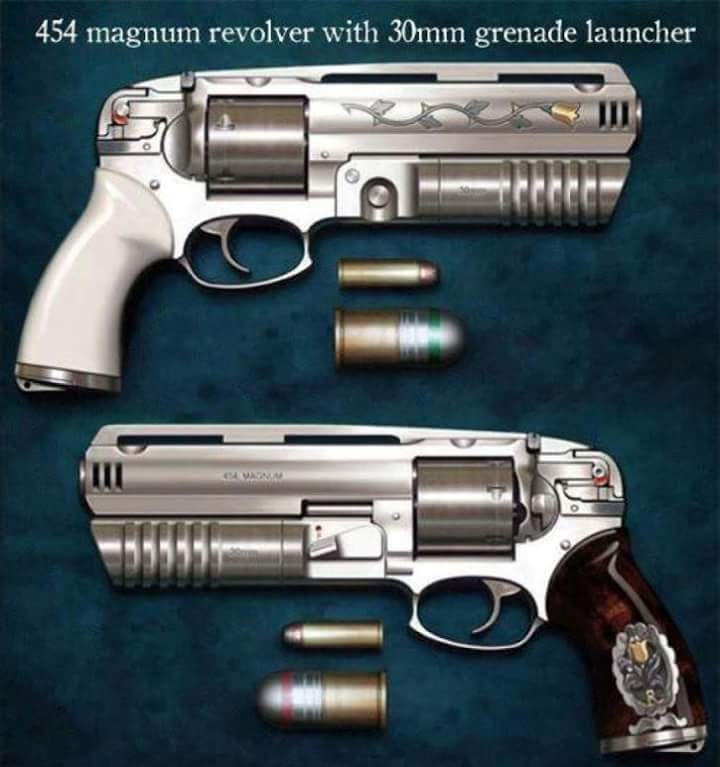 454 magnum with grenade launcher - 454 magnum revolver with 30mm grenade launcher Un