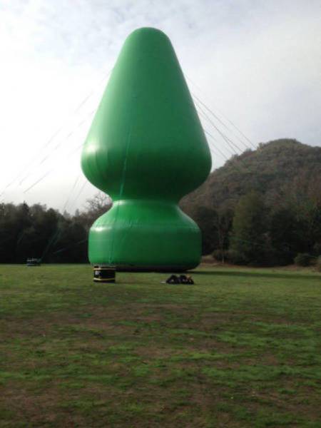 Funny pic of a massive inflatable green butt plug