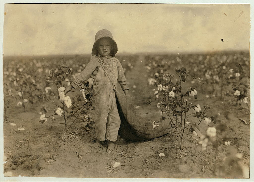A 5 year old boy picking cotton in Oklahoma, USA in 1916.