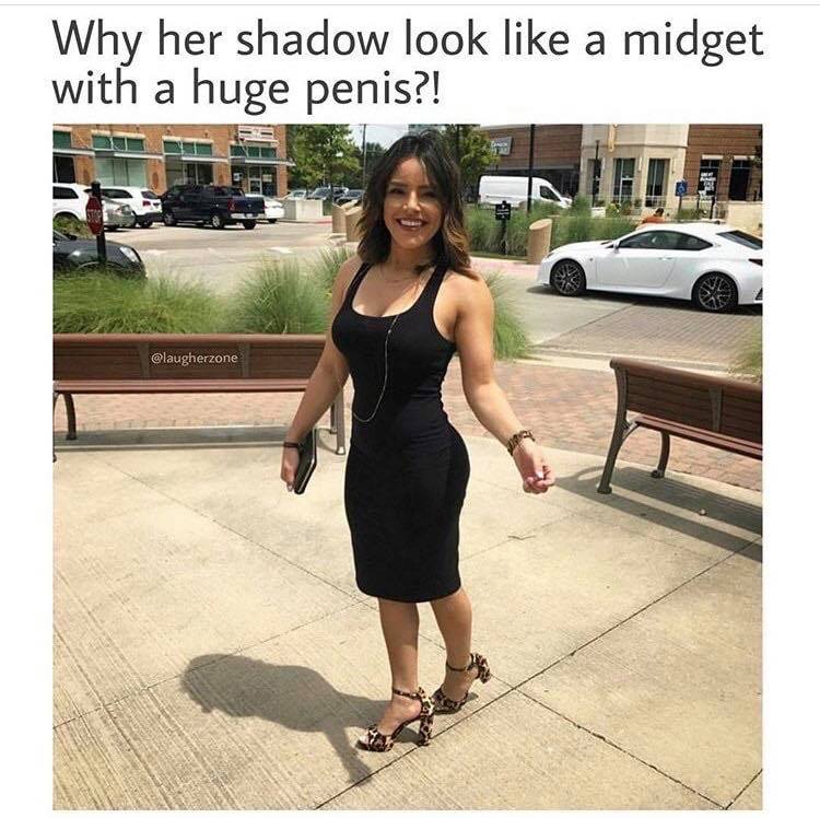 midget penis - Why her shadow look a midget with a huge penis?!