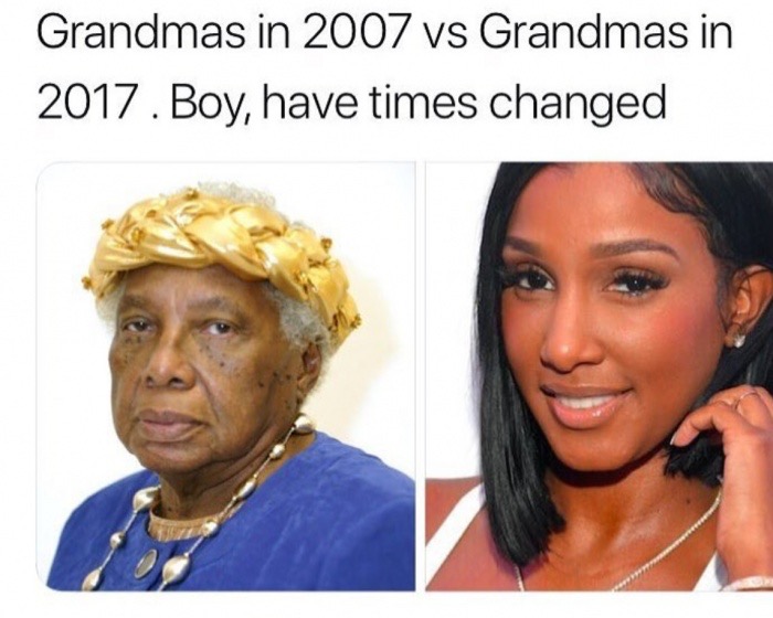 photo caption - Grandmas in 2007 vs Grandmas in 2017. Boy, have times changed