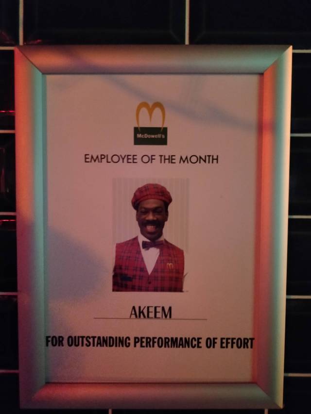 poster - McDowels Employee Of The Month Akeem For Outstanding Performance Of Effort
