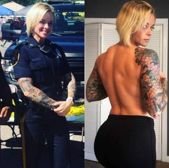 female cop with tattoo