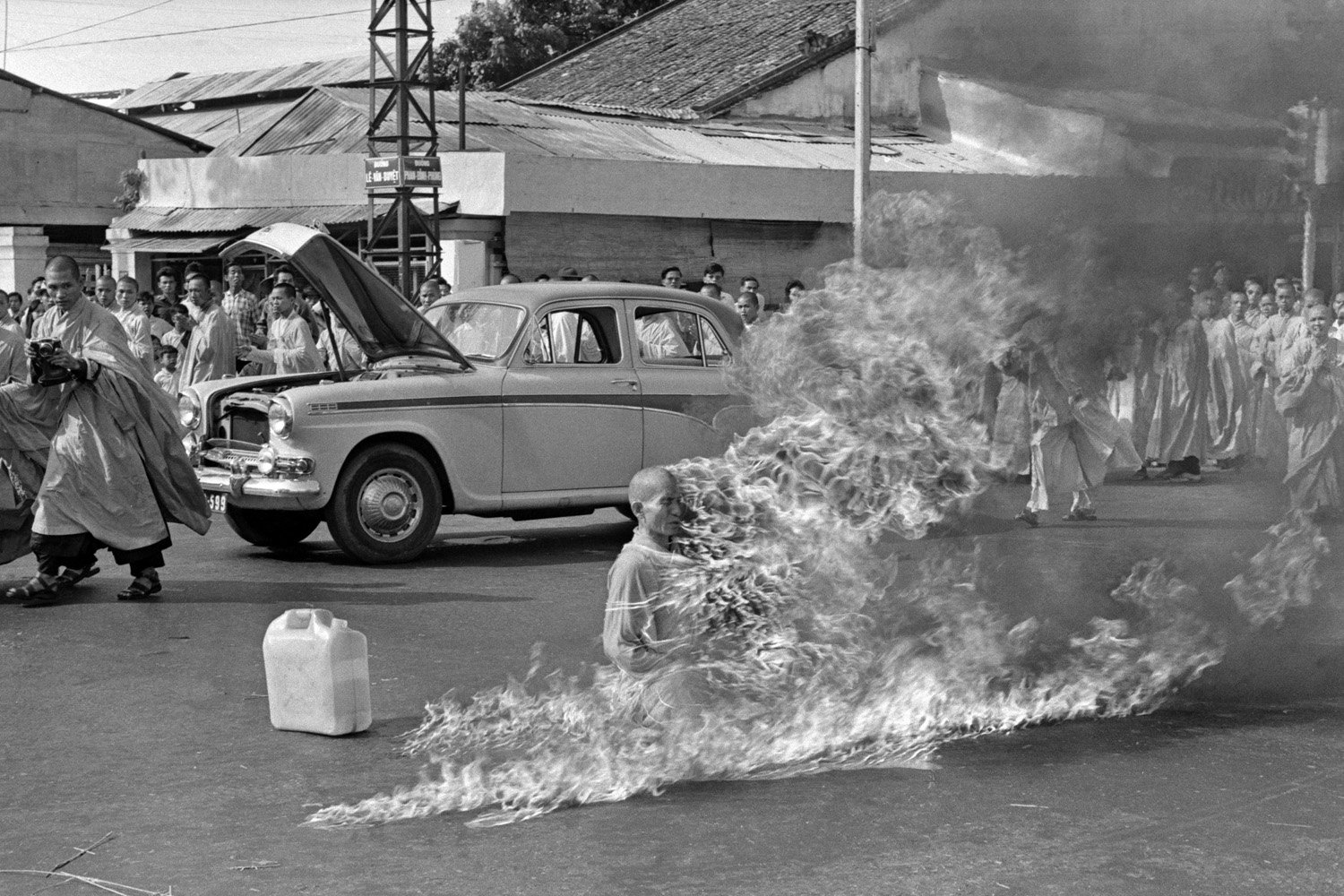 The Burning Monk - Malcolm Browne’s 1963 photo of a Buddhist monk calmly setting himself on fire on the streets of Saigon to protest against the U.S.-supported South Vietnamese government is still considered one of the most striking and iconic images of the Vietnam war. It was published in newspapers around the world the next day, and prompted president John F. Kennedy to declare “No news picture in history has generated so much emotion around the world as that one.” The photo contributed significantly to the direction of the war, inciting the U.S to put pressure on the South Vietnam regime to end persecution of Buddhists.