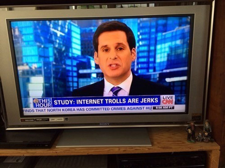 funny tv news headline - Live This Study Internet Trolls Are Jerks Hour Cnn Finds That North Korea Has Committed Crimes Against Hubxampt