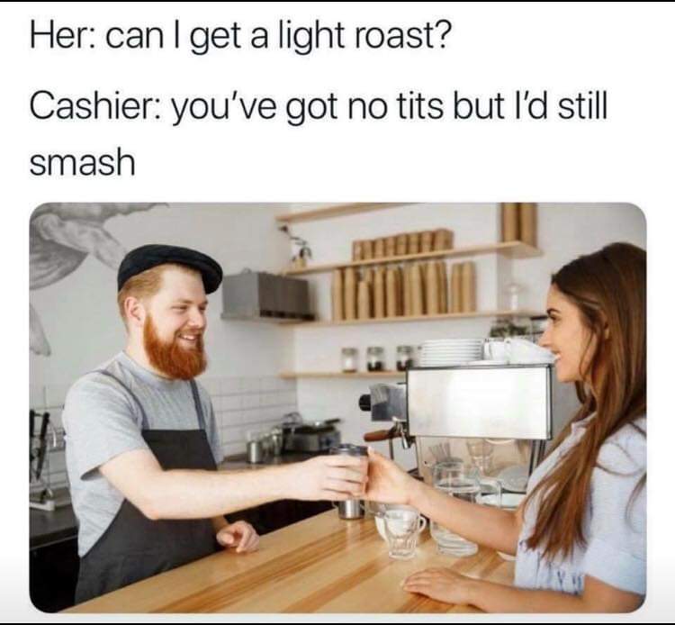 sunday meme about getting roasted by the barista