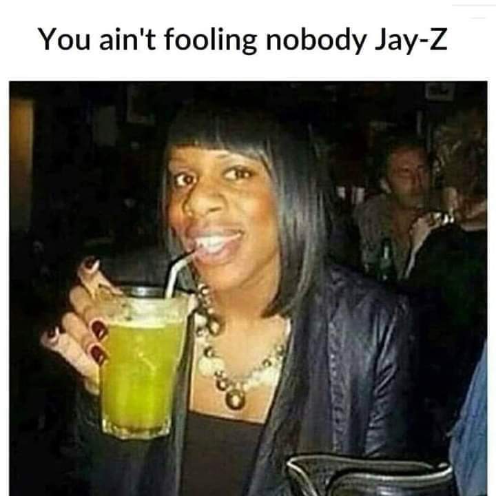 sunday meme with pic of a woman who looks like Jay Z