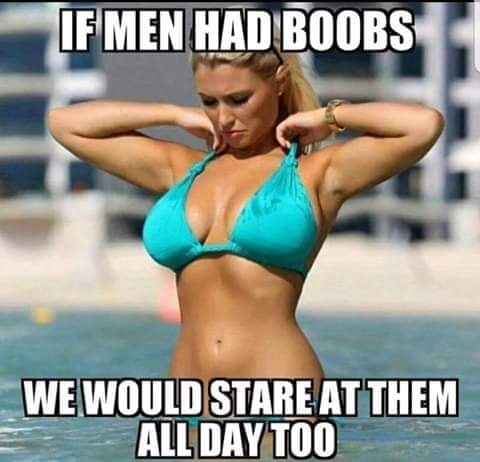 funny meme of If Men Had Boobs We Would Stare At Them All Day Too