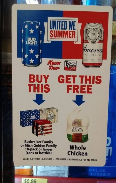 United We Summer Bud Light meria Wik Tap Tobacco Loutlet plus Buy Get This This Free Giving Chicken Budweiser Family or Mich Golden Family 18pack or larger cans or bottles Whole Chicken Valid 5272016 6232016. Consumer Is Responsible For All Taxes 16 Fl.Oz