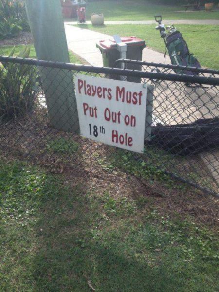 dirty pics - grass - Players Must Put Out on 18th Hole