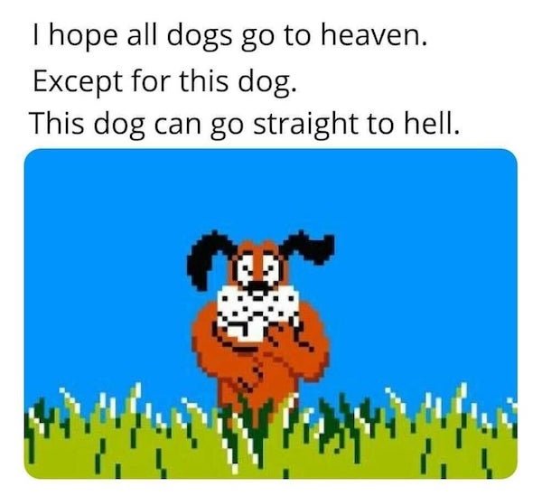 gaming - duck hunt dog - I hope all dogs go to heaven. Except for this dog. This dog can go straight to hell.