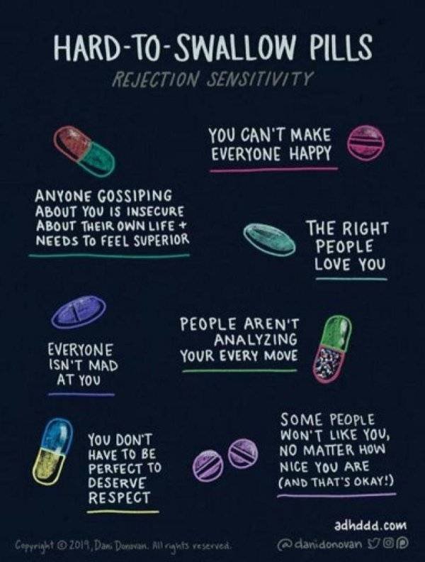 rejection sensitive dysphoria - HardToSwallow Pills Rejection Sensitivity You Can'T Make Everyone Happy Anyone Gossiping About You Is Insecure About Their Own Life Needs To Feel Superior The Right People Love You People Aren'T Analyzing Your Every Move Ev