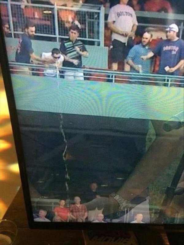 Boston Red Sox guy throwing up in the stands