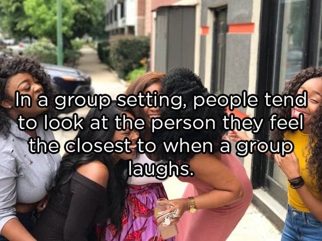 black women networking - In a group setting, people tends to look at the person they feel the closest to when a group laughs.