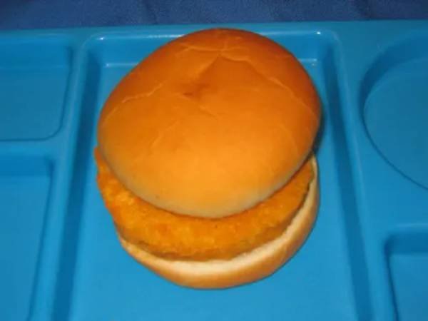 school lunch chicken burger
