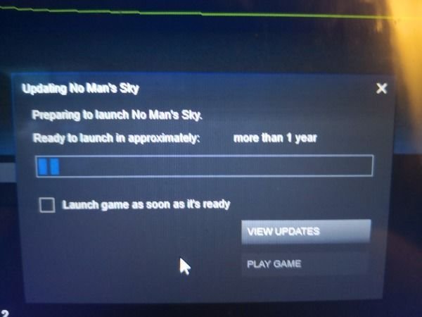 display device - Updating No Man's Sky Preparing to launch No Man's Sky Ready to launch in approximately more than 1 year Launch game as soon as it's ready View Updates Play Game