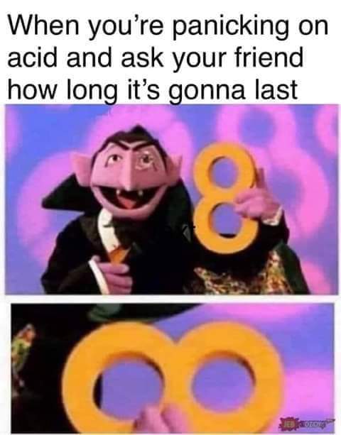 you re panicking on acid meme - When you're panicking on acid and ask your friend how long it's gonna last