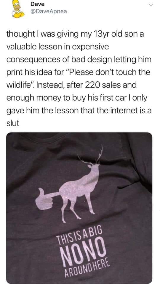animal - Dave thought I was giving my 13yr old son a valuable lesson in expensive consequences of bad design letting him print his idea for "Please don't touch the wildlife". Instead, after 220 sales and enough money to buy his first car I only gave him t