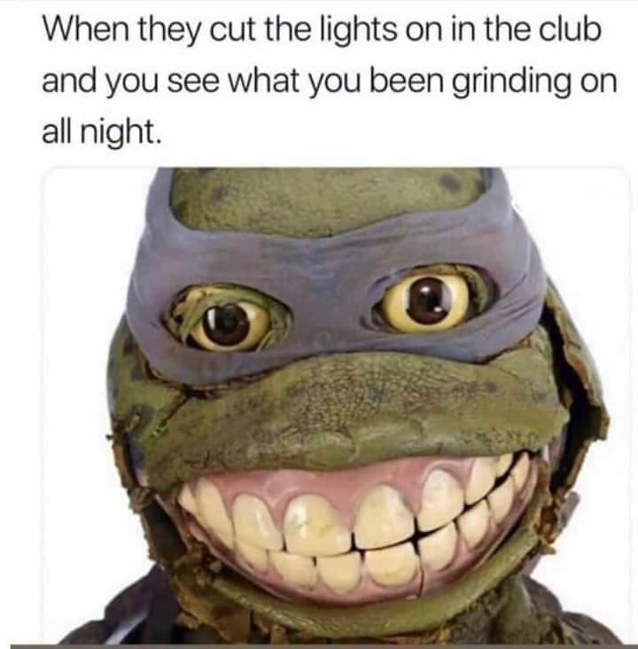 teenage mutant ninja turtles - When they cut the lights on in the club and you see what you been grinding on all night.