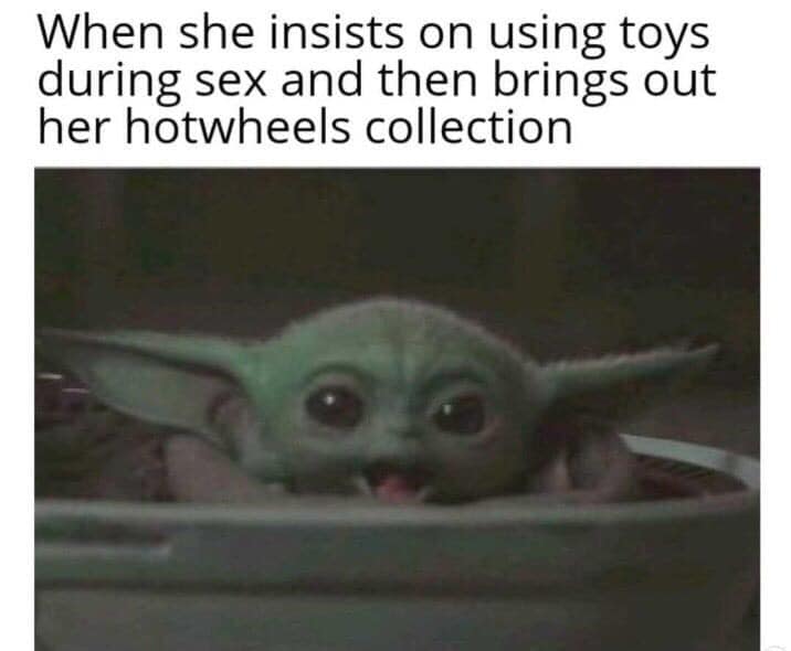 photo caption - When she insists on using toys during sex and then brings out her hotwheels collection