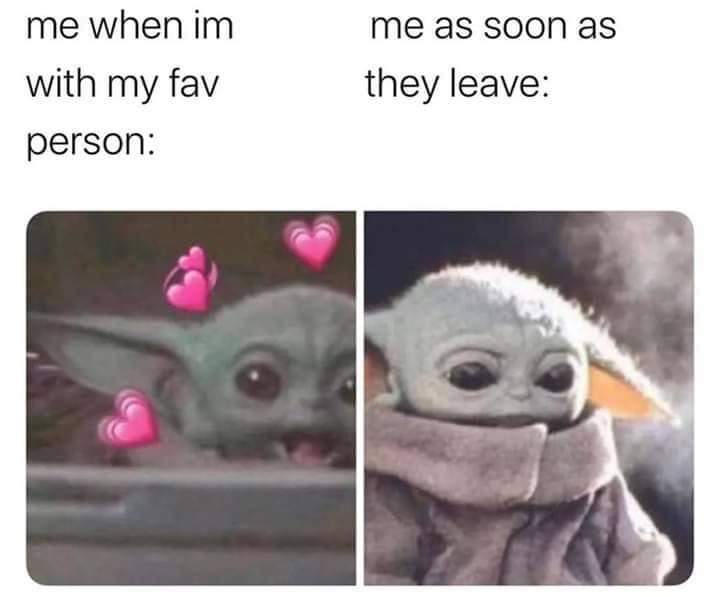 love and wholesome memes - me when im with my fav person me as soon as they leave