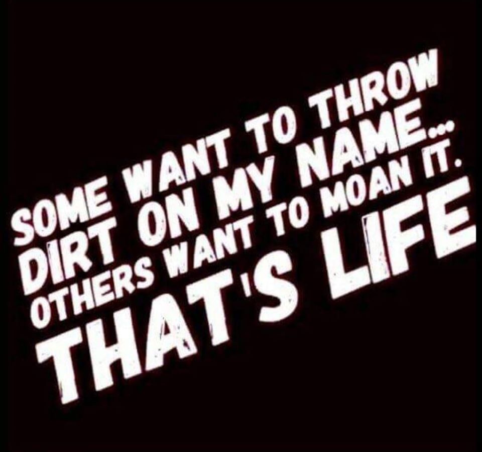 Some Want To Throw Dirt On My Name Others Want To Moan It. That'S Life