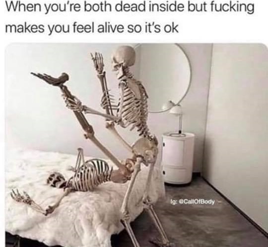 sex memes - When you're both dead inside but fucking makes you feel alive so it's ok Ig