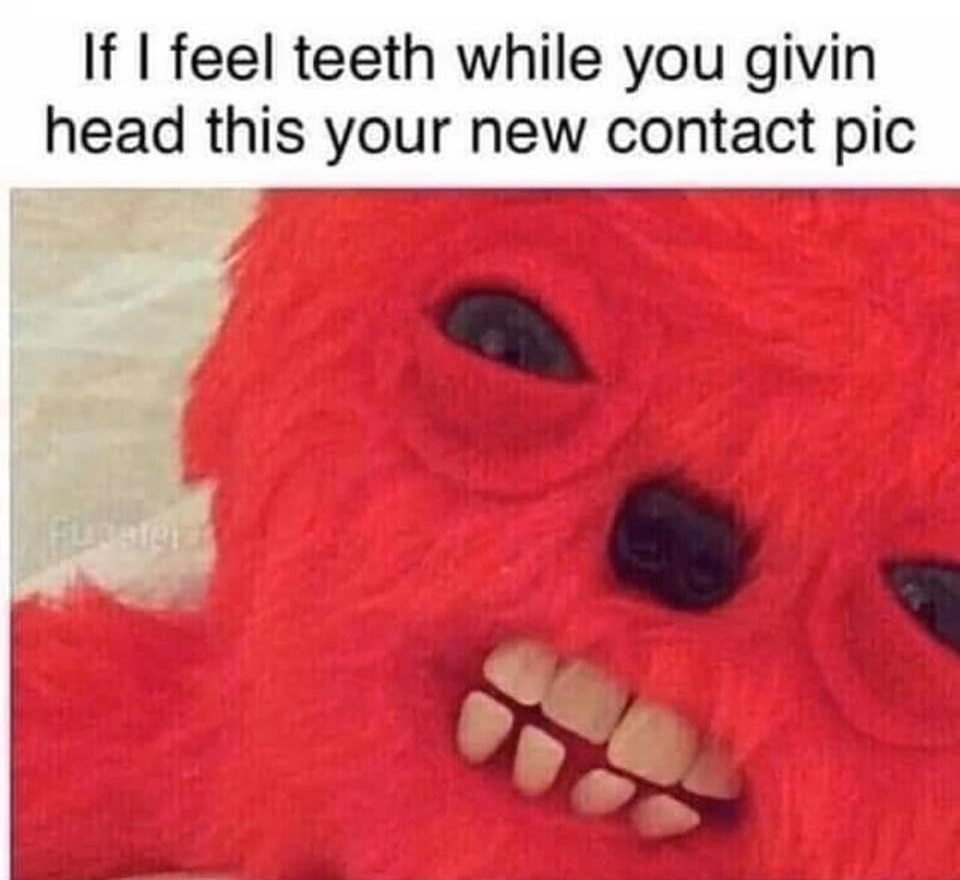 tooth head meme - If I feel teeth while you givin head this your new contact pic
