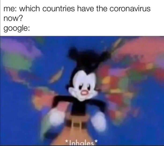 dark memes - edgy memes - yakko's world meme - me which countries have the coronavirus now? google 0 Inhales