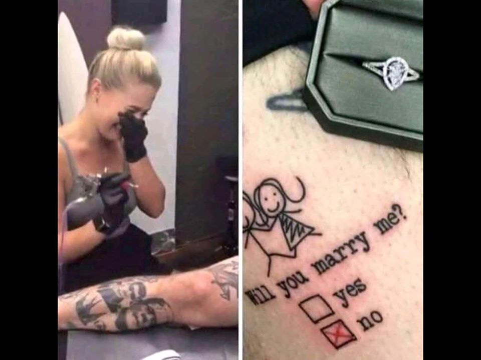 will you marry me tattoo - fill you marry me? yes no