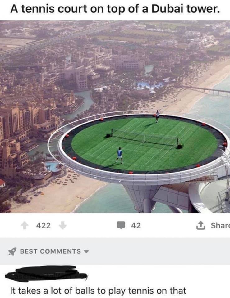 burj al arab tennis - A tennis court on top of a Dubai tower. 11111 422 42 1 Best It takes a lot of balls to play tennis on that