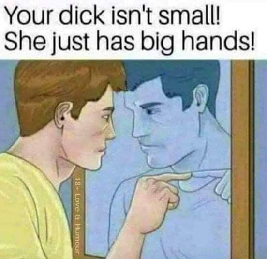its small meme - Your dick isn't small! She just has big hands! 18 Love & Humour