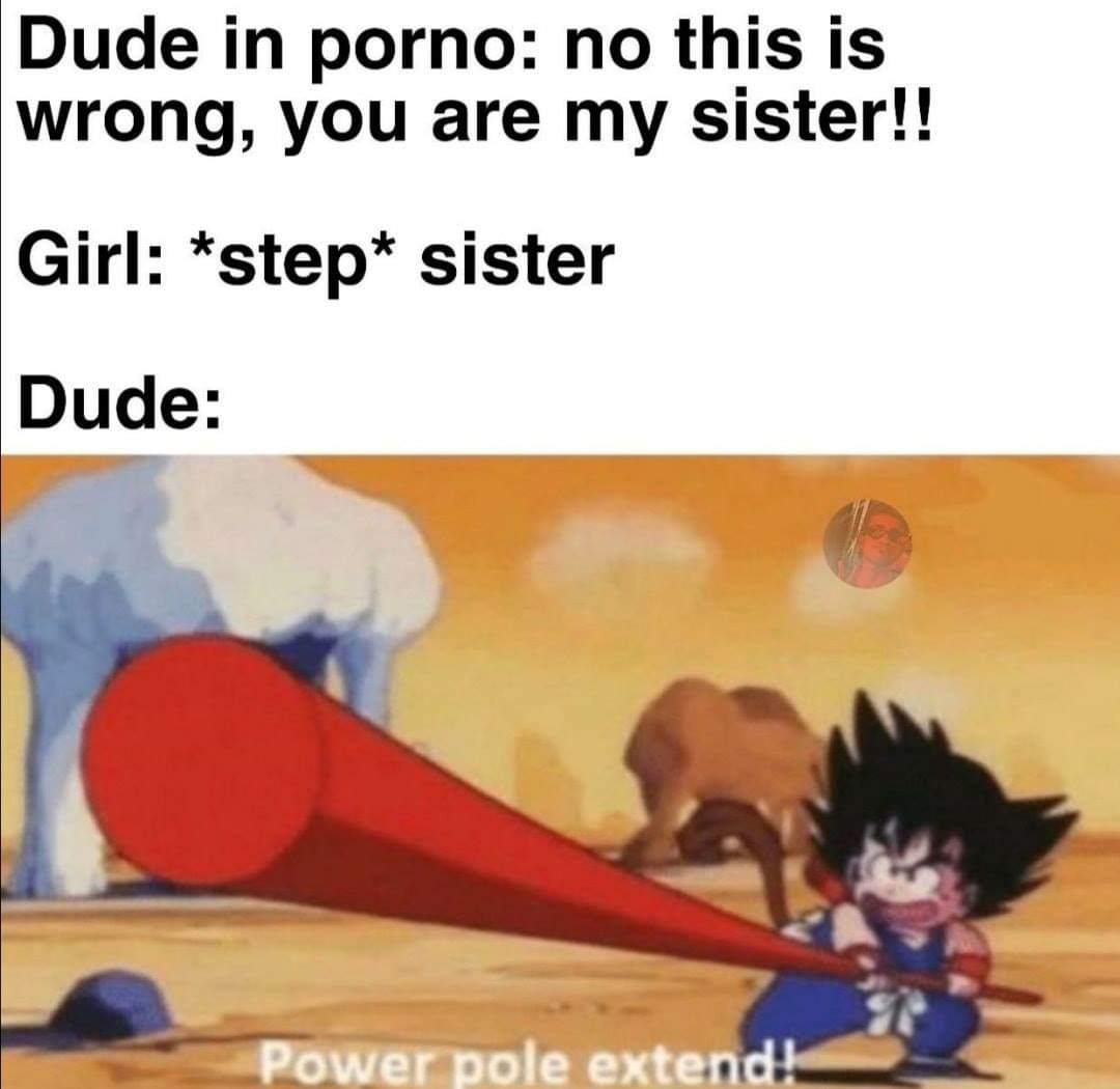 sex memes - dragon ball power pole - Dude in porno no this is wrong, you are my sister!! Girl step sister Dude Power pole extend!