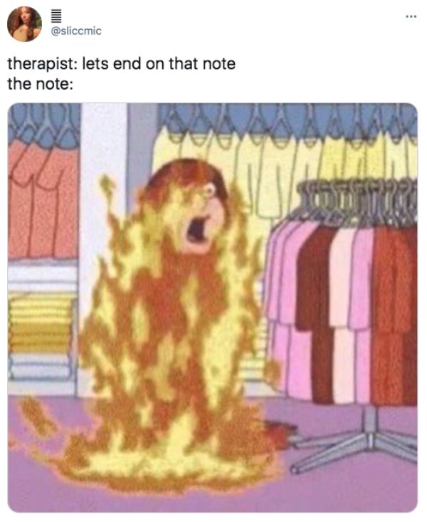 funny pics and memes - cartoon - therapist lets end on that note the note