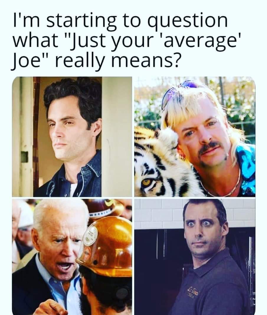 funny pics and memes - impractical jokers joe biden - I'm starting to question what "Just your'average' Joe" really means? Gina