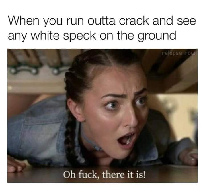 nsfw memes - amanda seyfried sex memes - When you run outta crack and see any white speck on the ground relapse row Oh fuck, there it is!