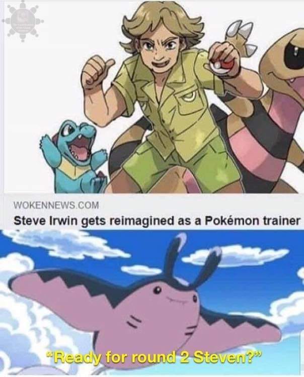 monday morning randomness - steve irwin pokemon - Wokennews.Com Steve Irwin gets reimagined as a Pokmon trainer "Ready for round 2 Steven?"
