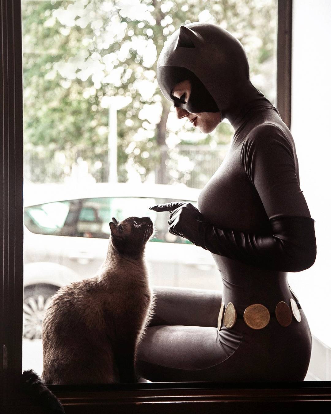 cat woman with cat