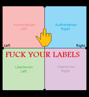 Seriously that thing is so biased and stupid, stop living in labels, nobody is a Cliche Liberal/conservative/libertarian everyone's view varies and nobody can be nor should be put into a box.