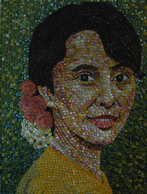 bottle cap art bottlecap portrait mosaic