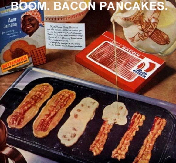 bacon pancakes - Boom. Bacon Pancakes. Aunt Jemima Ras Buttermilk